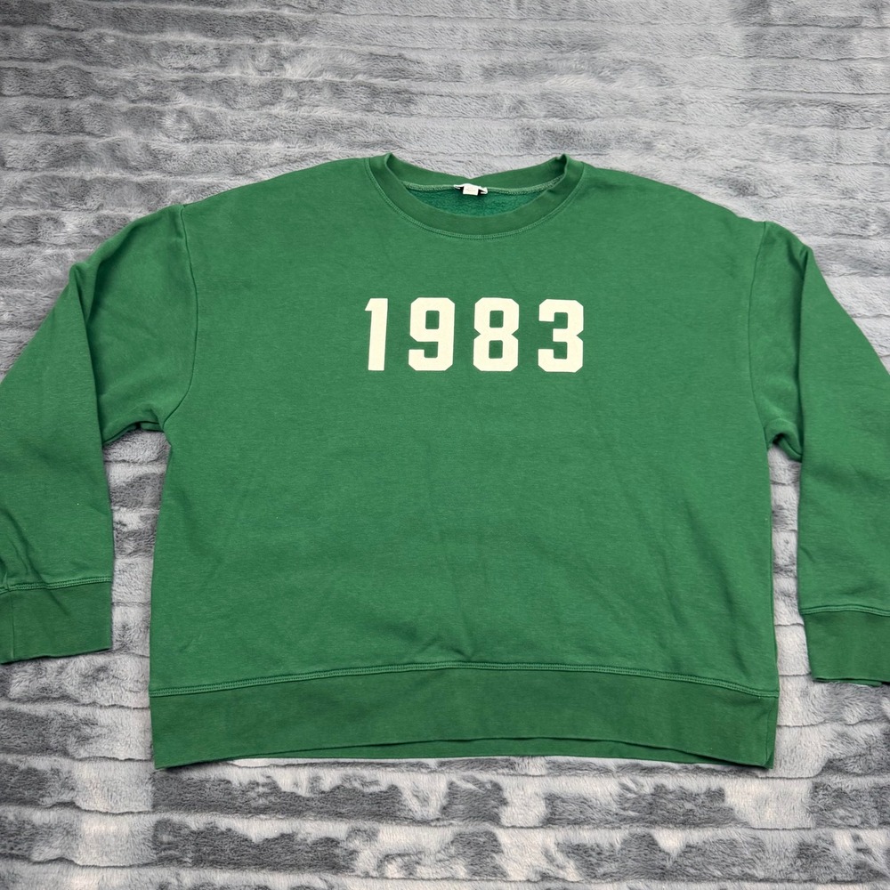 J.Crew Green 1983 Graphic Fleece Crewneck Sweatshirt XL 12107